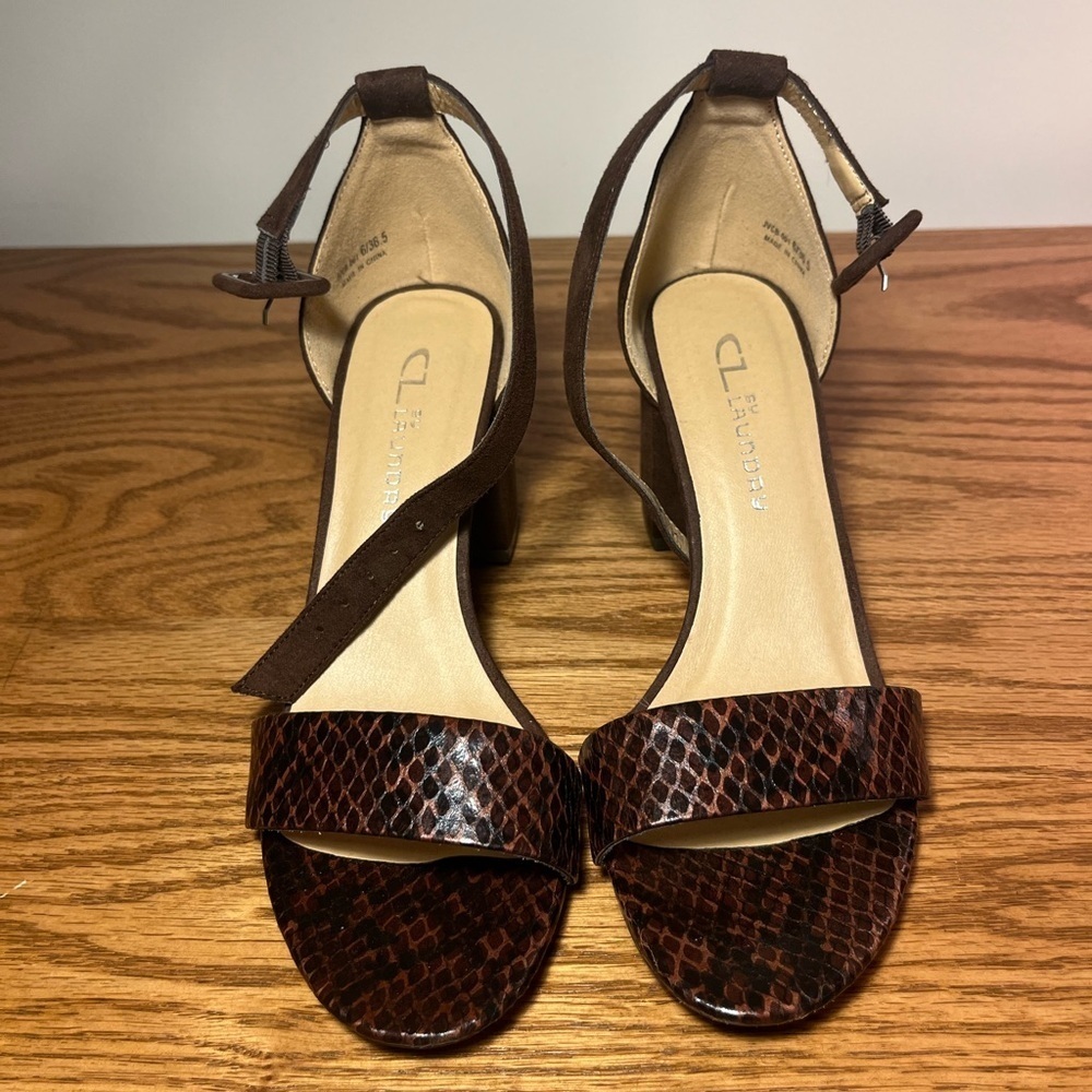 CL by Laundry Womens Snake Print Brown Heels